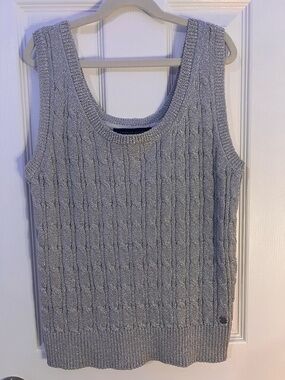 Tommy Hilfiger Metallic Gray Cable Knit Tank